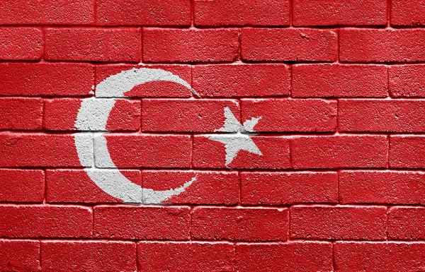 Bandiera della Turchia su un muro di mattoni — Foto Stock