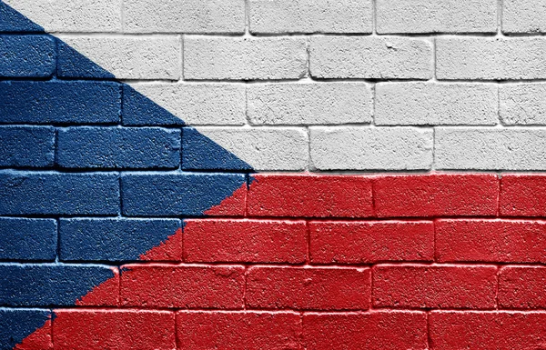 Vlajka České republiky na cihlovou zeď — Stock fotografie