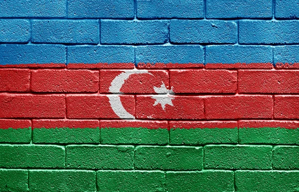 Fahne von Azerbaijan an Ziegelmauer — Stockfoto