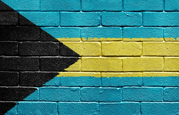 Bandiera delle Bahamas sul muro di mattoni — Foto Stock