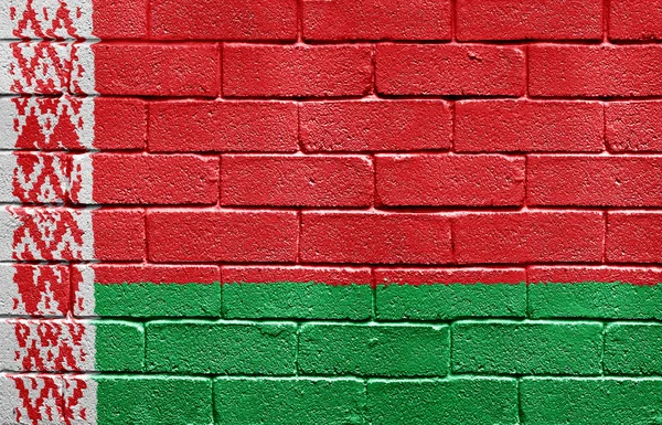Tuğla duvar Beyaz Rusya bayrağı — Stok fotoğraf