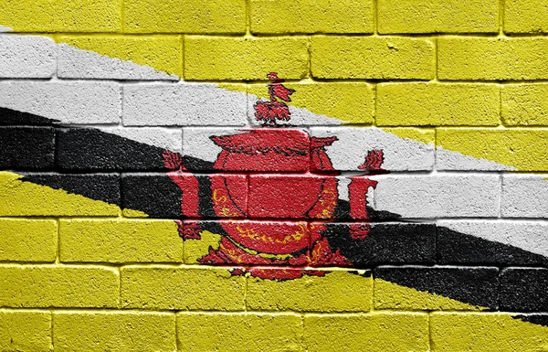 Σημαία του Μπρουνέι στον τοίχο από τούβλα — Φωτογραφία Αρχείου