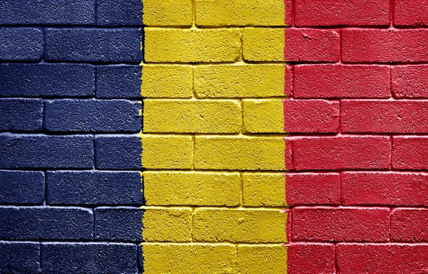 Σημαία του Τσαντ σχετικά με τοίχο από τούβλα — Φωτογραφία Αρχείου