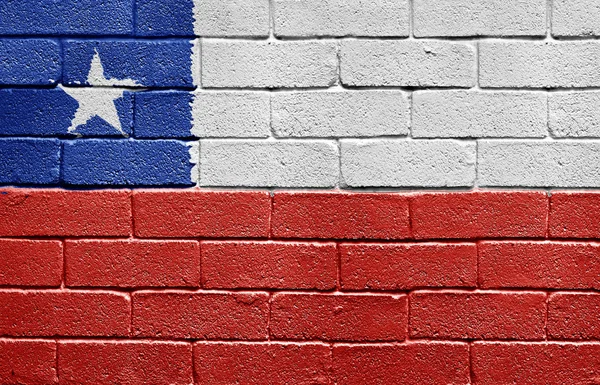 Σημαία της Χιλής σχετικά με τοίχο από τούβλα — Φωτογραφία Αρχείου
