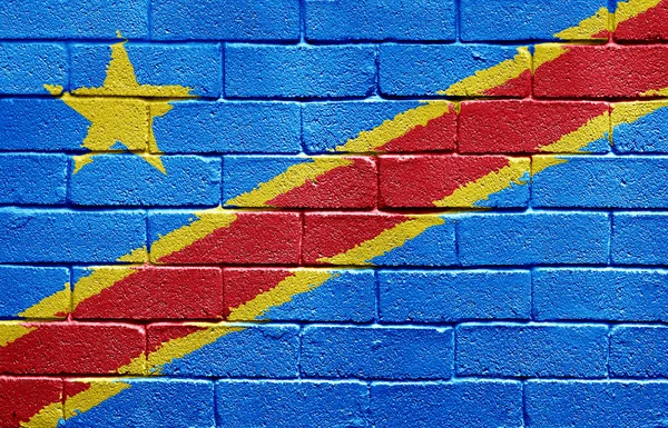 Bandeira da República Democrática do Congo na parede de tijolos — Fotografia de Stock