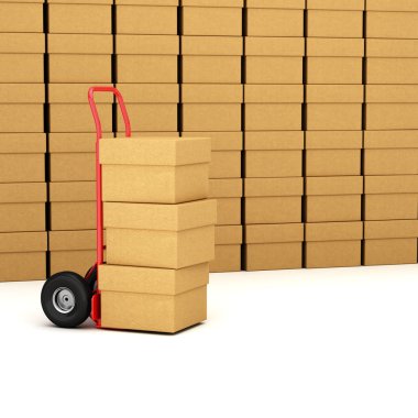 Hand truck with packages clipart