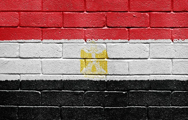 Drapeau de l'Egypte sur le mur de briques — Photo