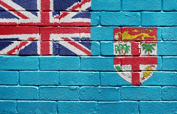Bandeira de Fiji na parede de tijolo — Fotografia de Stock