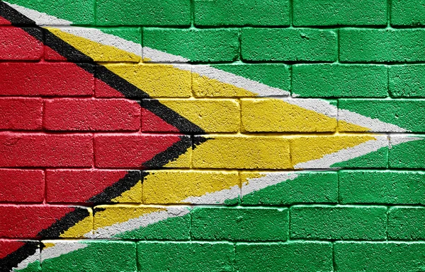 Bandiera della Guyana sul muro di mattoni — Foto Stock