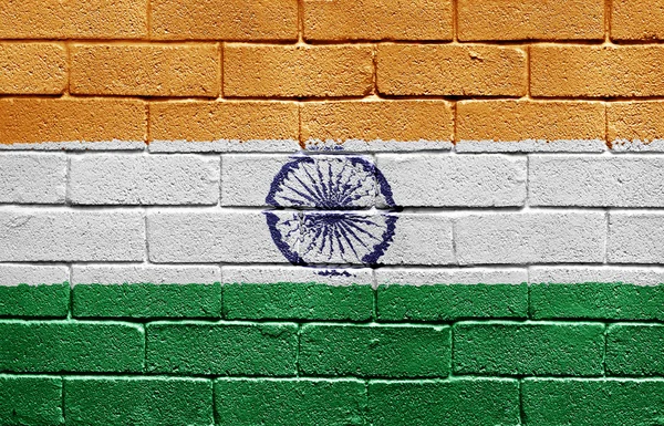 Флаг Индии на кирпичной стене — стоковое фото