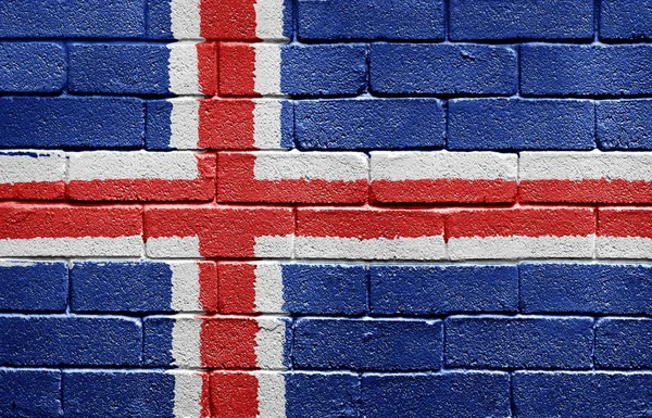 Flag of Iceland on brick wall — Stock Photo, Image
