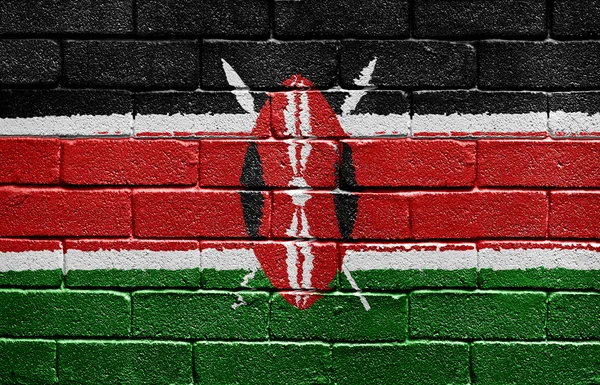 Bandeira do Quênia na parede de tijolos — Fotografia de Stock