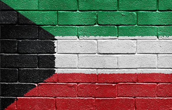 Bandiera del Kuwait sul muro di mattoni — Foto Stock