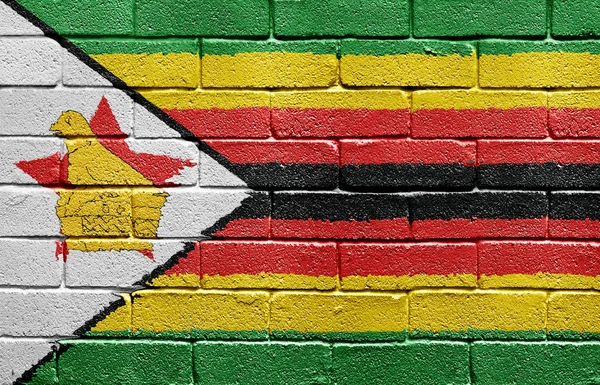 Drapeau du Zimbabwe sur le mur de briques — Photo