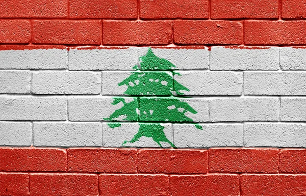 Flag of Lebanon on brick wall — Stock Photo, Image