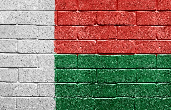 Flagga Madagaskar på tegelvägg — Stockfoto