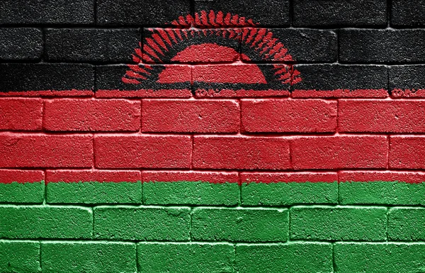 Flaga malawi na mur z cegły — Zdjęcie stockowe