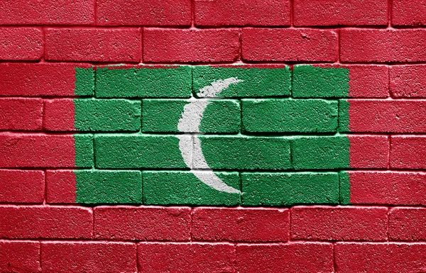 Drapeau des Maldives sur un mur de briques — Photo