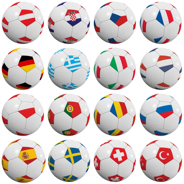 Bolas de futebol europeias — Fotografia de Stock