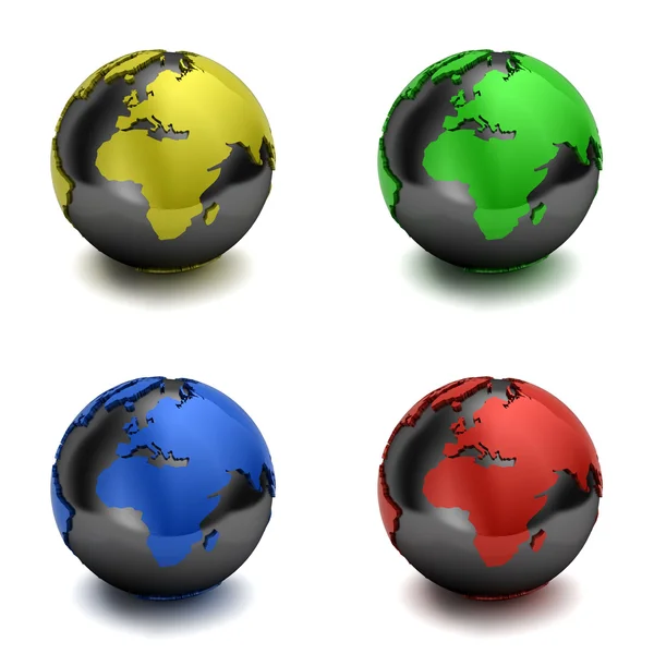 Färgglada 3d glober — Stockfoto