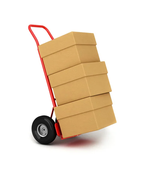 Hand vrachtwagen met pakketten — Stockfoto