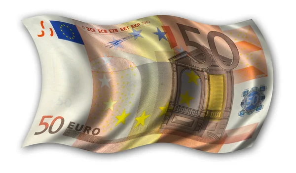 五十欧元的旗帜 — 图库照片