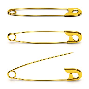 Safety Pin in gols clipart