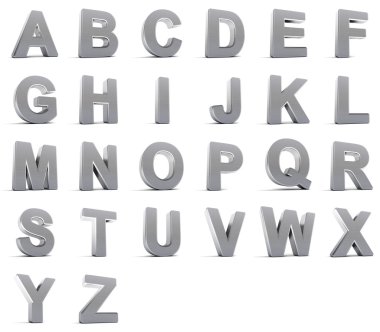 Alphabet set in chrome clipart