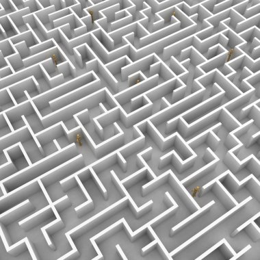 labirent içinde sıkışmış mankenler