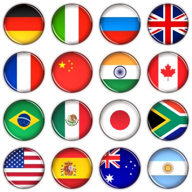 Various country buttons clipart