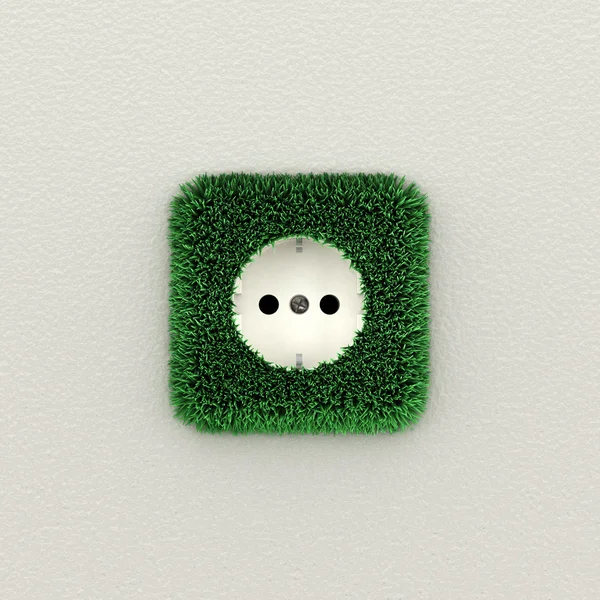 Zielony gniazdka elektrycznego — Zdjęcie stockowe