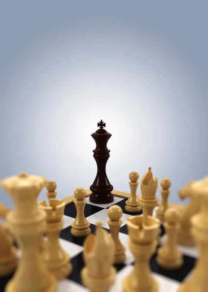 Köşeye satranç king — Stok fotoğraf