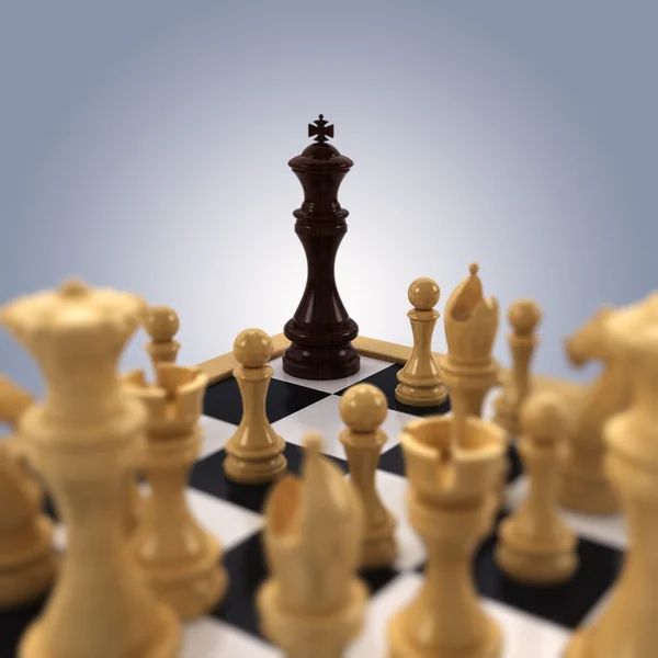 Köşeye satranç king — Stok fotoğraf