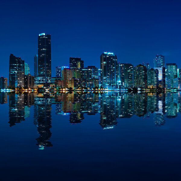 Miami skyline night panorama