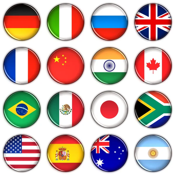 Különböző ország gombok — Stock Fotó