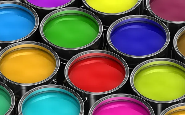 stock image Colorful paint buckets