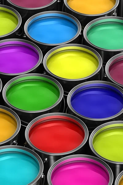 Secchi di vernice colorati — Foto Stock