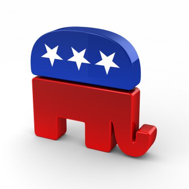 Beyaz arkaplan üzerinde Cumhuriyetçi fil