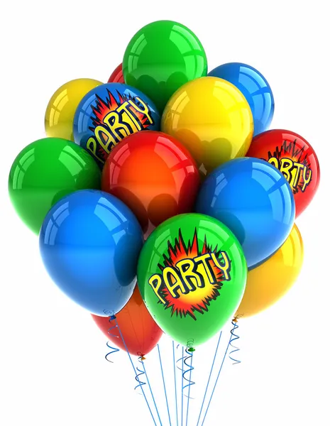 Partij ballonnen over Wit — Stockfoto