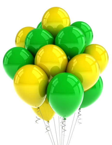Ballons de fête jaunes et verts — Photo
