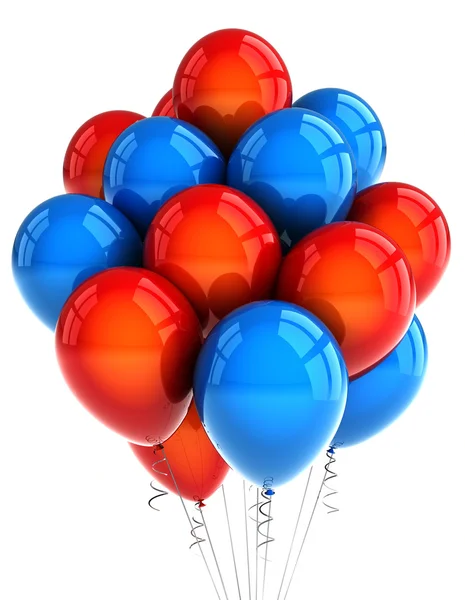 Červené a modré strany ballooons — Stock fotografie