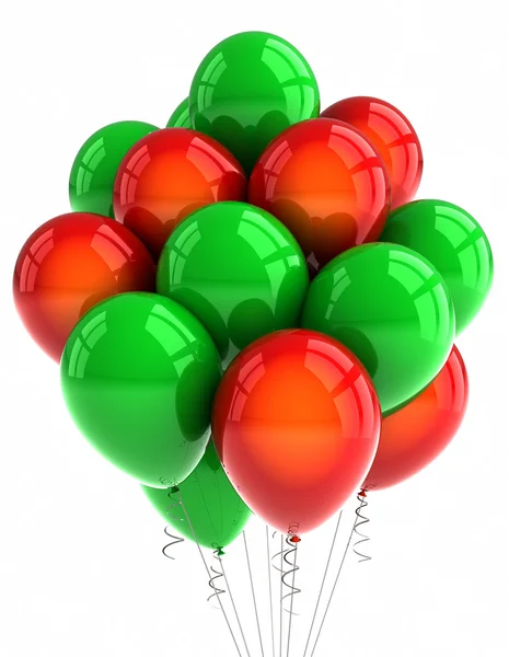 Ballooons de festa vermelho e verde — Fotografia de Stock