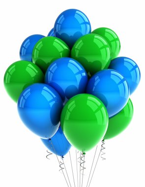 Green and blue party balloons clipart