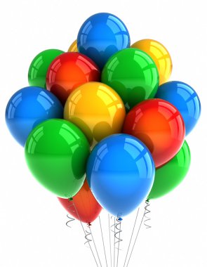 Party balloons over white clipart