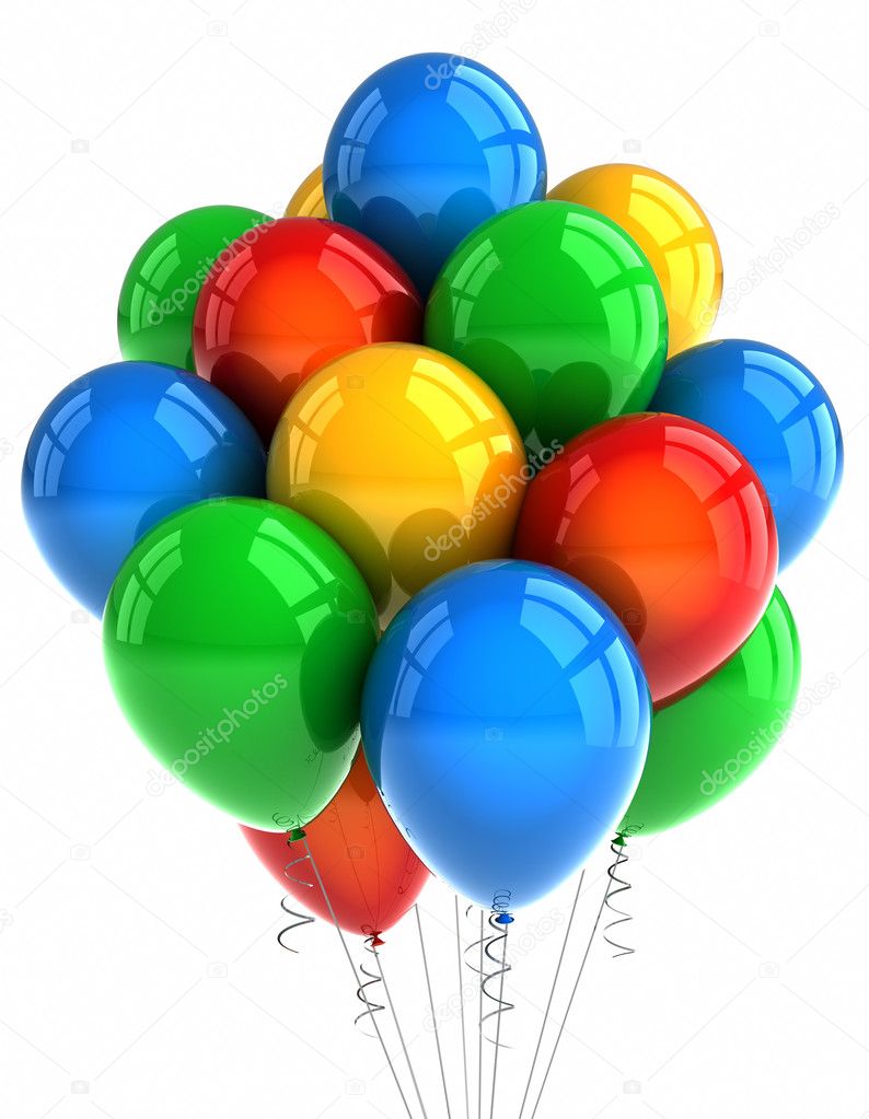 Party balloons over white
