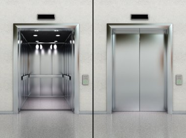 Open and closed elevator clipart