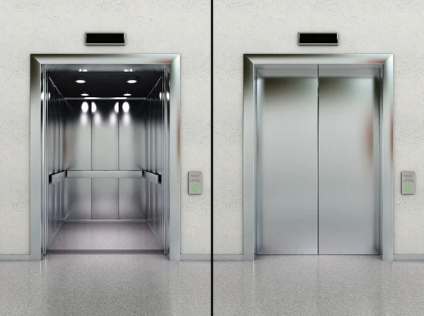 Offener und geschlossener Aufzug — Stockfoto