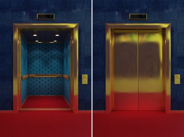 Open and closed elevator clipart