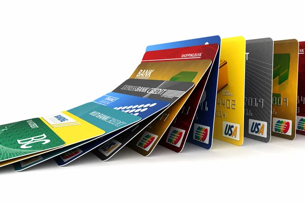 Falling credit cards — Stock Photo, Image