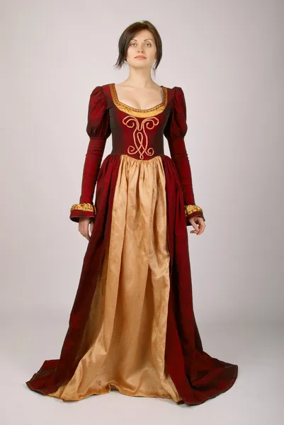 Hezká dívka v šatech středověké — Stock fotografie